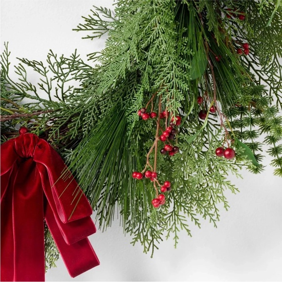 Threshold designed with Studio McGee 30" Christmas Wreath Red/Green - Picture 3 of 4